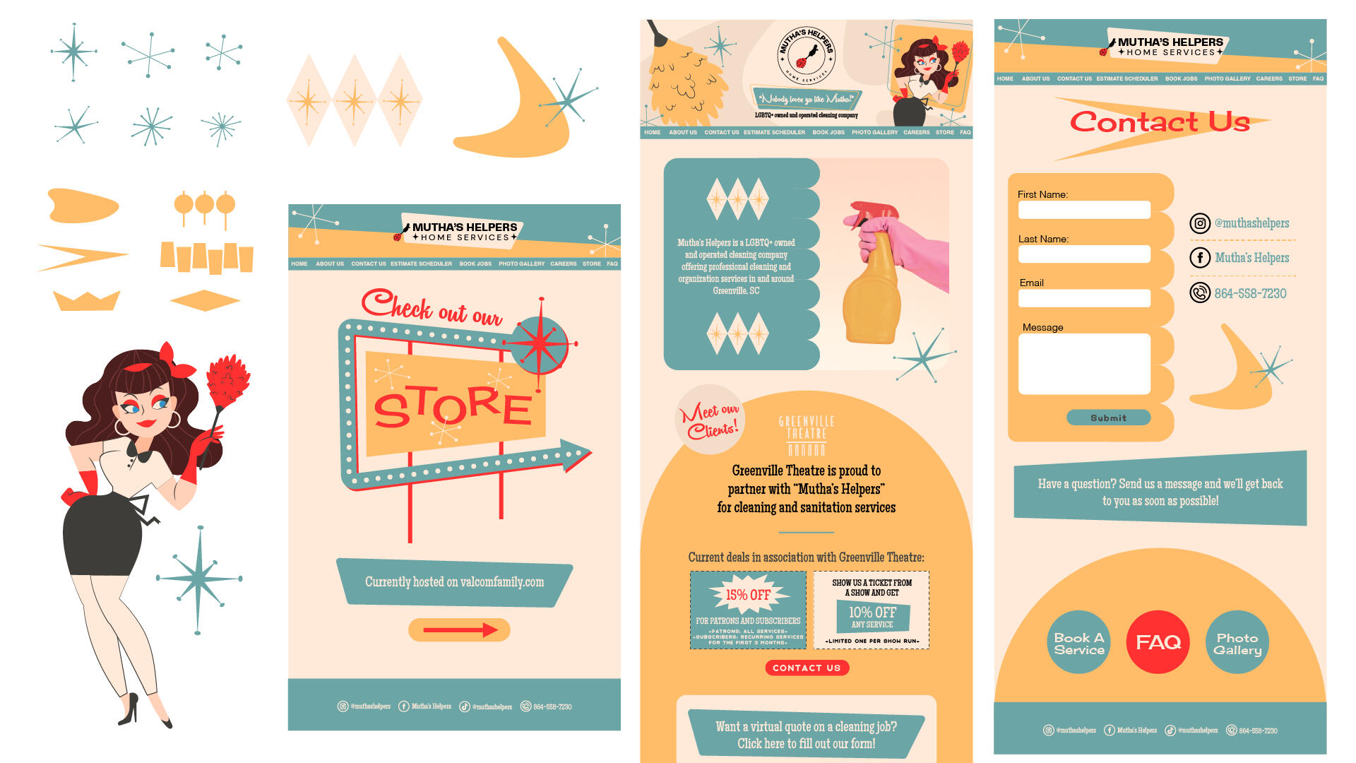 Mutha's Helpers Website, Icons, and Character Logo